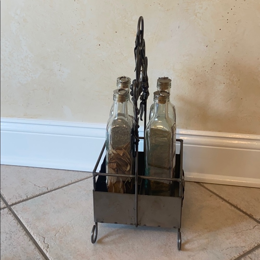 Metal spice holder /4 spice bottles inc. - Picture 2 of 11